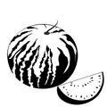 Vector black silhouette of watermelon slice isolated on a white background food logo tattoo Royalty Free Stock Photo