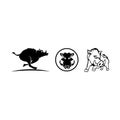 Vector black silhouette of the wild boar Royalty Free Stock Photo