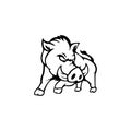 Vector black silhouette of the wild boar Royalty Free Stock Photo