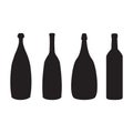 Vector black silhouette of wine bottles Royalty Free Stock Photo