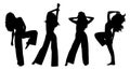 Vector black silhouettes of beautiful stylish fashion female dancer