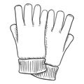 Vector Black Sketch Illustration - Casual Textile Gloves