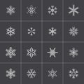 Vector black snowflake icons set