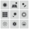 Vector black solar energy icons set Royalty Free Stock Photo