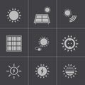 Vector black solar energy icons set Royalty Free Stock Photo