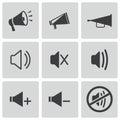 Vector black speaker icons set