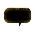 Vector black speech bubble with golden glitter effect. Isolated glowing gold banners on white background. Cartoon illustration. Royalty Free Stock Photo