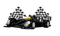 Vector black spider racing cars and flags