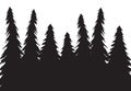 Vector black spruce tree forest silhouette