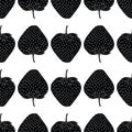 Vector black strawberries on white background repeat seamless pattern