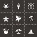 Vector black summer icons set Royalty Free Stock Photo