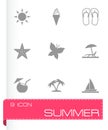 Vector black summer icons set Royalty Free Stock Photo