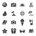 Vector black summer icons set Royalty Free Stock Photo