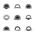 Vector black sunrise icon set