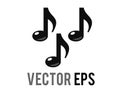 Vector black three eighth notes music note icon, represent music or singing Royalty Free Stock Photo