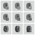 Vector black tire icon set