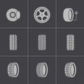 Vector black tire icons set