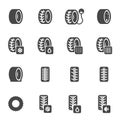 Vector black tire icons set Royalty Free Stock Photo