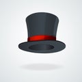 Vector Black top hat and red ribbon isolated