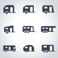 Vector black trailer icon set