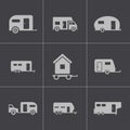 Vector black trailer icons set Royalty Free Stock Photo