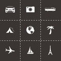 Vector black travel icons set Royalty Free Stock Photo