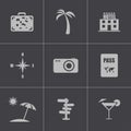 Vector black travel icons set Royalty Free Stock Photo