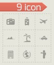 Vector black travel icons set Royalty Free Stock Photo