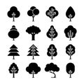 Vector black tree icons set Royalty Free Stock Photo