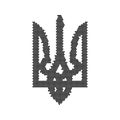 Vector black trident with hearts. Ukrainian national emblem. Happy Constitution, Independence day