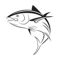 Vector black tuna on a white background