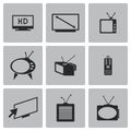 Vector black TV icons set