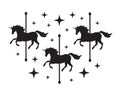 Vector black unicorn carousel silhouette with star Royalty Free Stock Photo