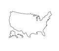 Vector black usa map outline silhouette Royalty Free Stock Photo