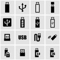 Vector black usb icon set Royalty Free Stock Photo