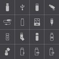 Vector black usb icons set Royalty Free Stock Photo