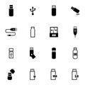 Vector black usb icons set Royalty Free Stock Photo
