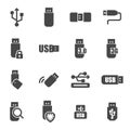 Vector black usb icons set Royalty Free Stock Photo