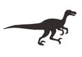 Vector black velociraptor dinosaur silhouette Royalty Free Stock Photo