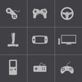 Vector black video game icons set