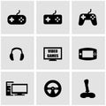 Vector black video games icon set Royalty Free Stock Photo