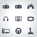 Vector black video games icon set