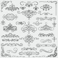 Vector Black Vintage Hand Drawn Swirls Collection Royalty Free Stock Photo