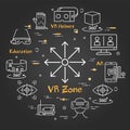 Vector black virtual reality concept - VR zone