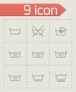 Vector black washing signs icon set Royalty Free Stock Photo