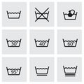 Vector black washing signs icon set Royalty Free Stock Photo