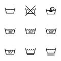 Vector black washing signs icon set Royalty Free Stock Photo