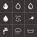 Vector black water icon set Royalty Free Stock Photo