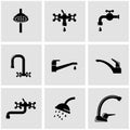 Vector black water tap icon set Royalty Free Stock Photo