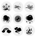 Vector black weather icons